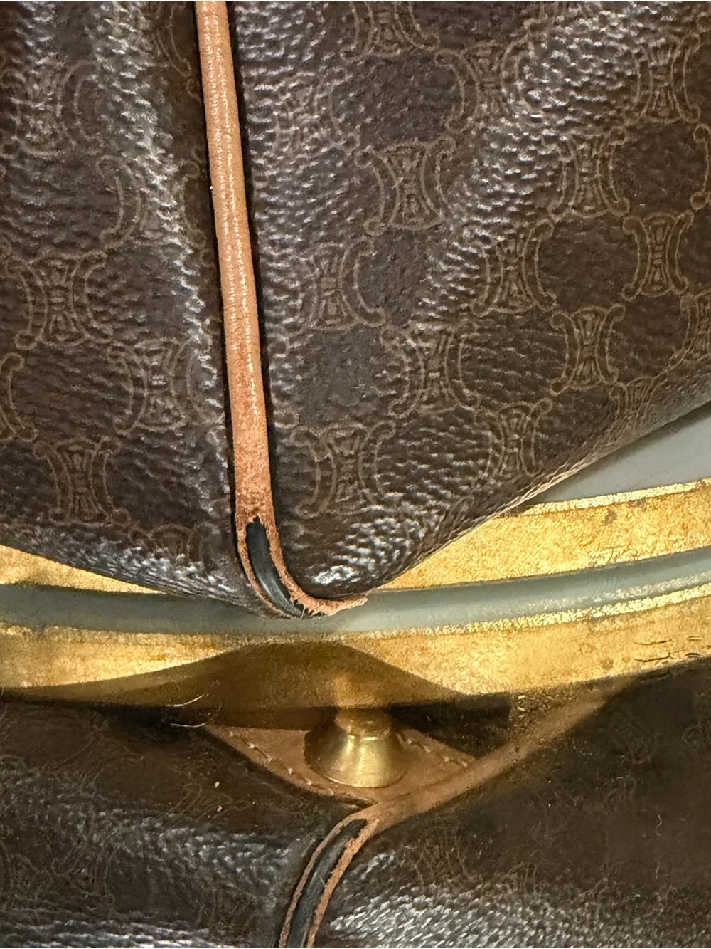 Celine Brown and Tan Coated Canvas Travel Satchel